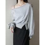 ショッピングオフショルダー トレーナー スウェット オフショルダースエットトップス / グレー レディース