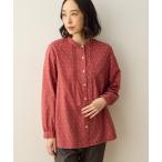 ショッピングバンド ブラウス シャツ 起毛プリントバンドカラーシャツ「綿100%」 レディース