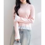 ショッピングクリア ニット セーター シアーフリルリブニットトップス「大人 カジュアル 着回し力抜群」 レディース