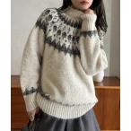 ニット セーター 「Eclat one」ノルディック柄 クルーネック セーター レディース