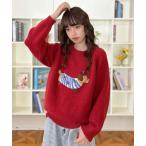 ショッピングダンス ニット セーター 「Good Riddance」ラグランスリーブ クルーネック 犬モチーフ ニット レディース