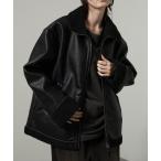 ムートンジャケット ムートンコート 「Alfred Alex」ヴィンテージ加工 B-3 ハイネック ダブルジップ ボアジャケット メンズ レディース