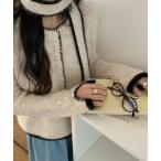 カーディガン 配色ステッチニットカーディガン＆スリムニットストール レディース