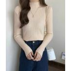 ショッピングニットワンピ ニット セーター ハイネックリブニットトップス レディース