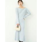 ショッピングニットワンピース ワンピース アシンメトリーネックフレアニットワンピース