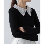 ショッピングレース ニット セーター 「ＭＦＭ」レース襟取り外し可能レース襟リブニット レディース