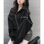 パーカー スタッズジップパーカー レディース