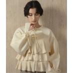 カーディガン ribbon gather cuffs frill cardigan / リボンギャザーカフスフリルカーディガン レディース
