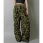 スウェットパンツ ジャージ 「2WAY」 裏毛ワイドスウェットパンツ/迷彩柄/カモ柄 レディース