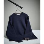 セーター ニット 「リバーシブルカラー」14Gコットン ニットスウェット / クルーネックプルオーバー メンズ レディース