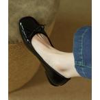 バレエシューズ パンプス ＼リボンがカワイイ♪／パテント バレーシューズ (歩きやすいフラットソール）