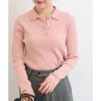 ニット セーター リブニットポロシャツ レディース