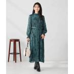 ワンピース 「洗える」ランダムプリーツサテンワンピース「WEB限定」