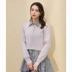 ショッピングケーブル ニット セーター 配色ケーブルポロニット レディース