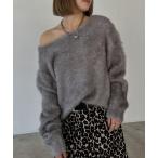 ショッピングラメ ニット セーター ラメキャットヤーン2WAYプルオーバー レディース