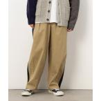 パンツ ストレッチツイル ワイドテーパード ラインパンツ メンズ レディース