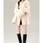 ショッピングリボン コート アウター リボン付きファーフレアショートコート レディース