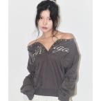 ショッピングオフショルダー トレーナー スウェット 「日本未発売/WEB限定」ILLIGO(イリゴ)/アイレット オフショルダー スウェット/BUTTON EYELET OFF-