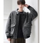 コート ジャケット ウール混ツイード切り替えダブルジップジャケット メンズ レディース