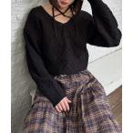 ニット セーター レースアップ2WAYショート レディース