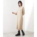 ワンピース 1枚でこなれ見え ハーフZIPワンピース「毛玉になりにくい/静電気防止/洗濯機OK」