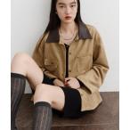 ミリタリージャケット モッズコート レザーカラースエードカバーオール レディース