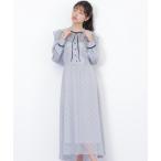 ワンピース ベロア配色チェックラッフルワンピース