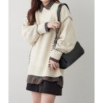 ショッピングforever ニット セーター ブランケットステッチクループルオーバー レディース