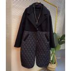 コート アウター ドッキングキルティングロングコート レディース