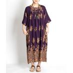 ワンピース エキゾチック柄マキシ丈ワンピース