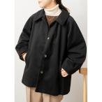 [Amourire] пальто с отложным воротником свободный черный женский 