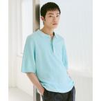 [soerte] короткий рукав вязаный 2 голубой мужской 