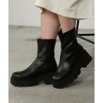 ブーツ ストレッチボリュームトラックソールショートブーツ レディース