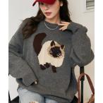 ショッピングデザイン ニット セーター PUBLUX/パブリュクス Various キャット デザイン ニット　限定展開 レディース メンズ
