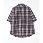 [FREAK'S STORE] в клетку рубашка с коротким рукавом L темно-синий мужской 