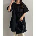 「callautia」 半袖チュニック LARGE ブラック レディース