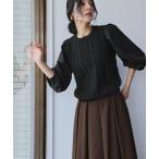 ショッピングケーブル ニット セーター 「2025AW」異素材ドッキング ボリュームスリーブ ケーブルニット プルオーバー レディース