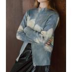 ニット セーター Art Print Rib Zip Knit/アートプリントリビニット レディース