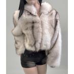 コート アウター 2color/フード付きファーボリュームショートアウター レディース