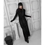 ショッピングマキシワンピ ワンピース 「LVEU.」ベロアレースワンピース / ワンピース ワンピ タイト ロング レース ベロア ハイネック スタンドカラー 花柄 フラワー