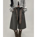 ショッピングハーフパンツ チノパン 2color/チェックベルトデザイン バミューダチノパンツ レディース メンズ