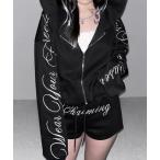 ショッピングショート セットアップ 「 セットアップ 」レタリングロゴ刺繍ジップアップパーカー＆ショートパンツ ／ lettering logo embroidery zi