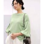 ニット セーター ラメ糸袖プリーツリブニット レディース