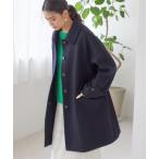 ステンカラーコート コート 千鳥 / ソリッド ウール メルトン ステンカラー コート レディース
