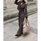 セットアップ 「3SET」PUカフ ノーカラージャケットセットアップ レディース