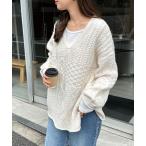 ショッピングトップス ニット セーター ケーブル編みオーバーサイズニットトップス レディース