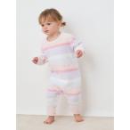 ベビー服 ロンパース 「BABY」ベビモコカラフルボーダーロンパース