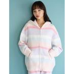パジャマ ルームウェア ベビモコカラフルボーダーパーカ レディース