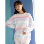 パジャマ ルームウェア ベビモコカラフルボーダープルオーバー レディース