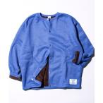 カーディガン 「DISCUS」UNISEX インレイ裏シャギーボンディング配色 クルーカーデ メンズ レディース